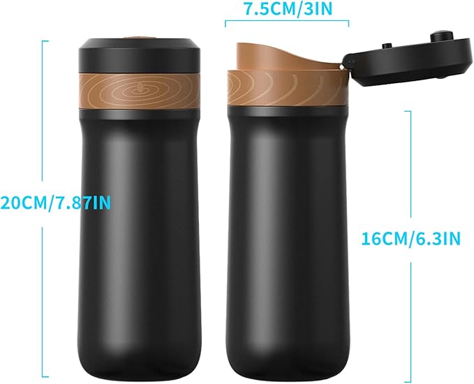 French Press Coffee Maker, 320ML, Stainless Steel, Portable, Hot & Cold Brew, Vacuum Insulated Travel Mug