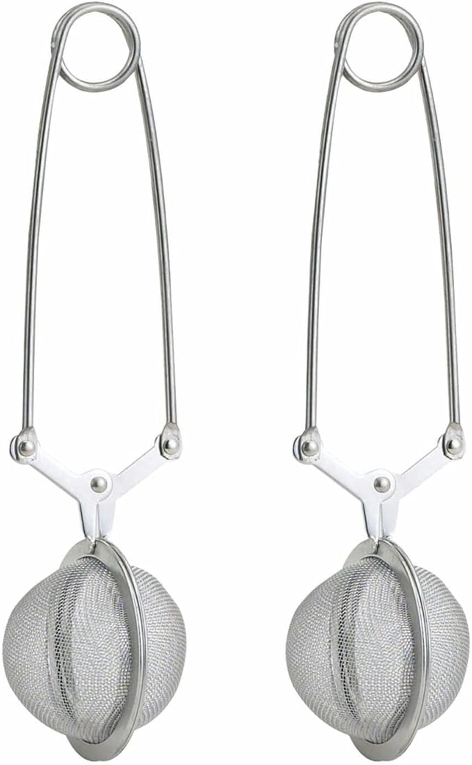 HIC Kitchen Snap Mesh Ball Tea Infusers, 18/8 Stainless Steel, For Loose Leaf Tea and Mulling Spices, Set of 2