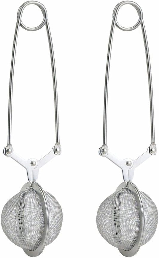 HIC Kitchen Snap Mesh Ball Tea Infusers, 18/8 Stainless Steel, For Loose Leaf Tea and Mulling Spices, Set of 2
