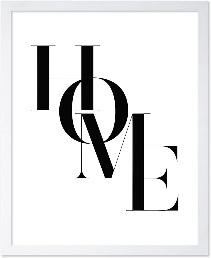 Poster Master Vintage Unique Poster - Retro Minimalist Print - Home, Letters, Typography, Black and White, Simple - Gift for Artist, Friend - Wall Decor for Living Room, Dorm, 8x10 White Framed