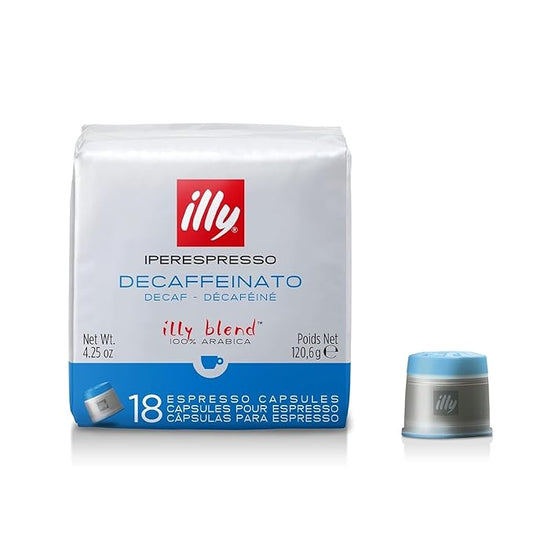 illy Coffee iperEspresso Capsules - Single-Serve Coffee Capsules & Pods - Single Origin Coffee Pods – Classico Decaf Roast with Notes of Caramel - For iperEspresso Capsule Machines – 18 Count