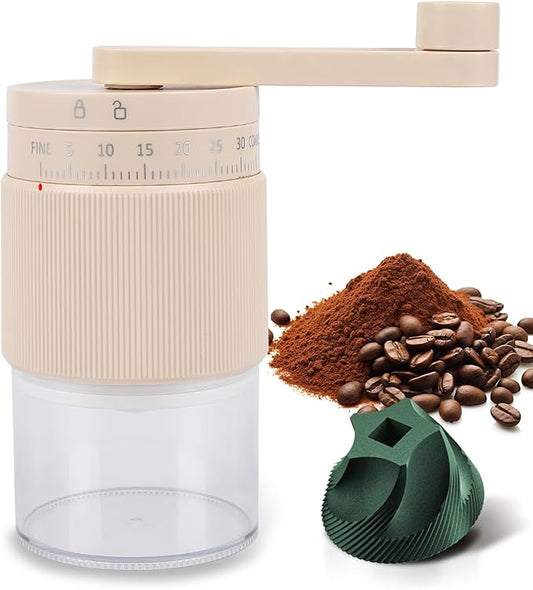 Manual Coffee Grinder, Adjustable Ceramic Burr Coffee Grinder with Detachable Handle, Portable Coffee Mill for Espresso, Pour Over, French Press, Camping-F