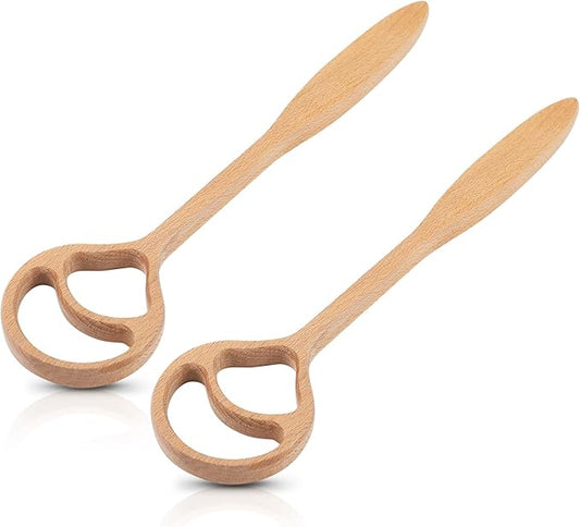 Honeydak 2 Pack 13 Inch Wooden Danish Dough Whisk 2 Hole Sourdough Bread Mixing Supplies Personalized Dutch Whisk for Pizza Pastry Cake Egg Batter Baking