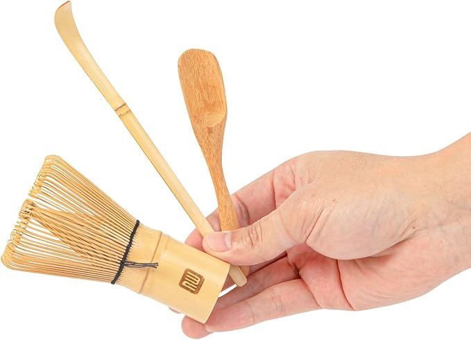 Restaurantware-Dojo Matcha Tea Whisk Set, 3-Piece Traditional Matcha Brush Set - Includes Whisk (Chasen), Scoop (Chashaku), And Spoon, Durable, Bamboo Matcha Making Set, Heat-Resistant, Sustainable