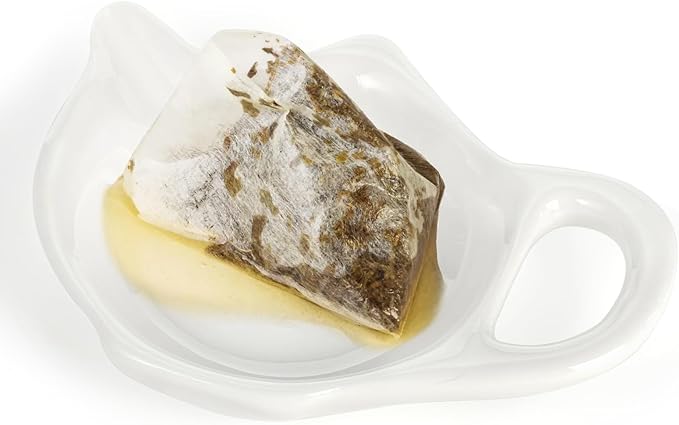 Elsjoy 12 Pack Ceramic Tea Bag Holder Plates, Teapot Shaped Tea Bag Coaster for Used Tea Bag, Small Tea Bag Dish Set, Afternoon Tea Accessories