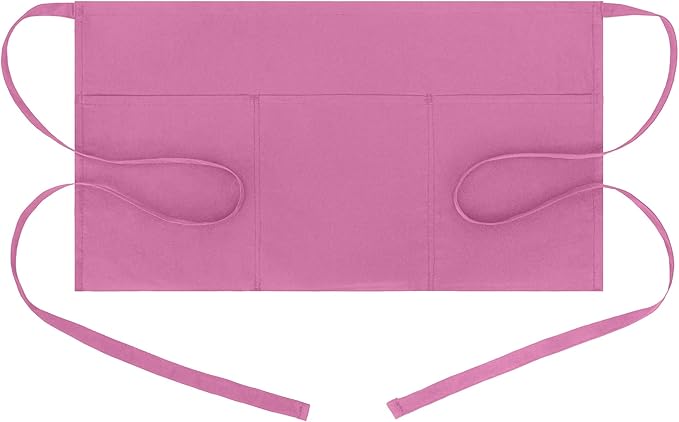 BOHARERS Pink Waitress Apron for Women with 3 Pockets - Durable Server Aprons for Restaurant Waterproof Oilproof