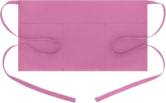 BOHARERS Pink Waitress Apron for Women with 3 Pockets - Durable Server Aprons for Restaurant Waterproof Oilproof