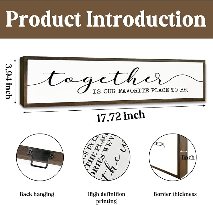 WKYAER Family Wall Signs Decor Together is Our Favorite Place to Be Inspirational Quotes Wall Plaque Rustic Farmhouse Motivational Decoration for Living Room Bedroom Entryway Office Home Decor - Image 2