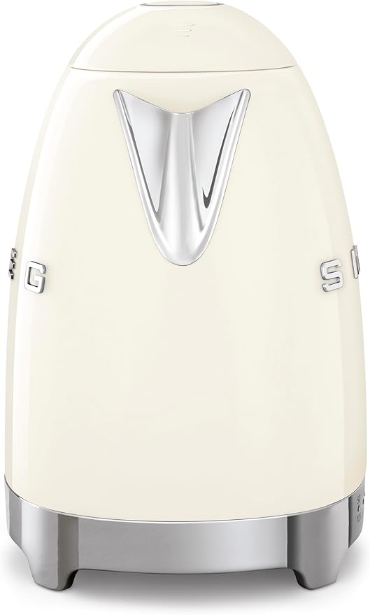Smeg 50's Retro 7 Cup Stainless Steel Variable Temperature Electric Kettle with 7 Temperature Settings, Led Display, Swivel Base and Keep Warm Function Cream KLF04CRUS
