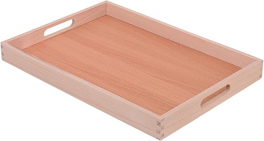 Wooden Serving Tray with Handles (17 Inches) – Decorative Serving Trays Platter for Breakfast in Bed, Lunch, Dinner,Ottoman, Appetizers, Patio, BBQ,Coffee Table, Party (Beech)
