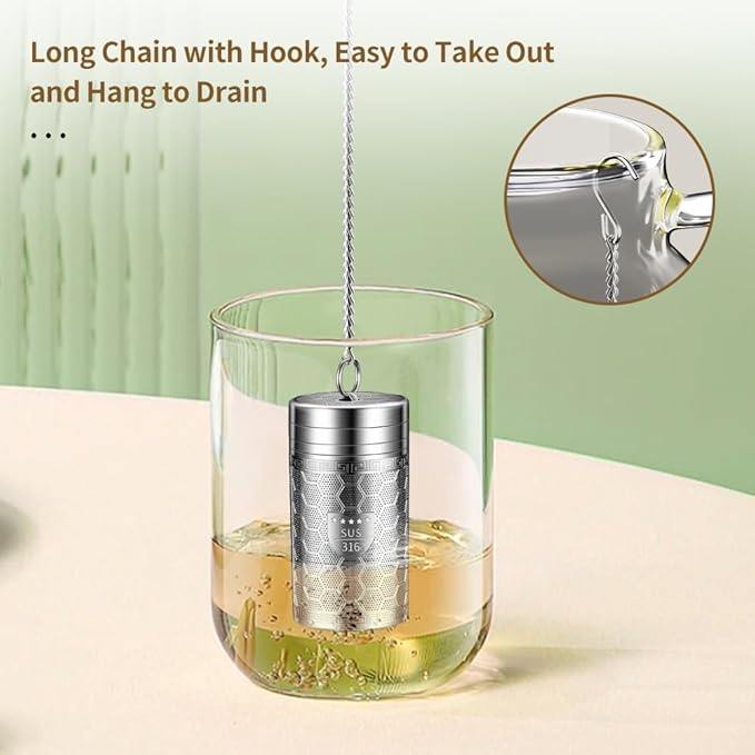 Tea Infuser (Set of 2) with Drip Dray - Ultra Fine Tea Strainer for Loose Leaf Tea - 316 Stainless Steel Tea Steeper (2Pack - Extra Small)