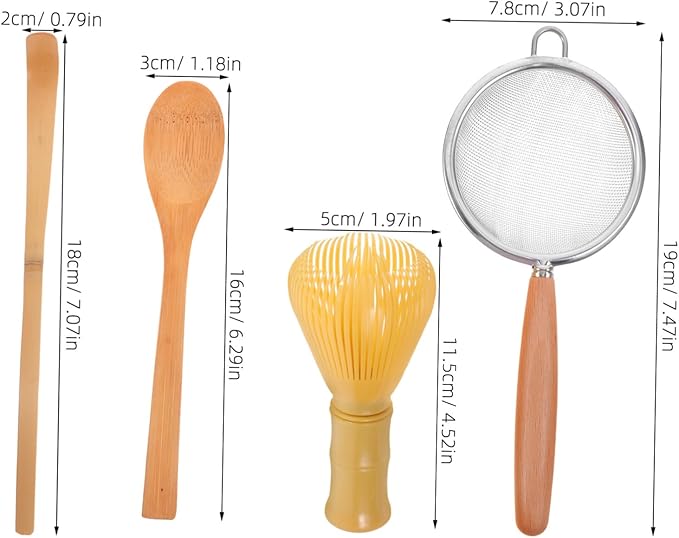Cabilock 1Set Traditional Matcha Tool Reusable Matcha Whisk Tea Scoop Fine Mesh Strainer Filter Spoon for Home Milk Tea Shop Japanese Style Tea Accessories for Enhanced