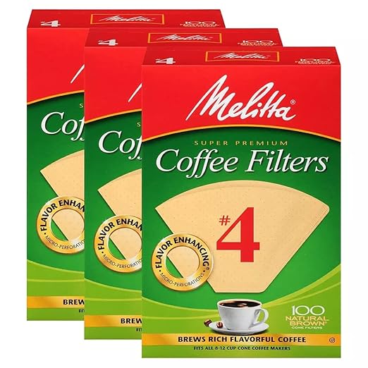 Melitta Cone Coffee Filters, Natural Brown #4, 300Count (Pack Of 3)