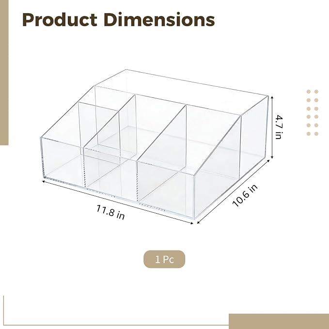 ZALIR Acrylic Coffee Bar Organizer, Coffee Bar Station Organizer for Countertop, Transparent Coffee Station Organizer, Countertop Bar Accessories for Pods, Sugar, Creamer Syrup, Tea Bags Storage - Image 5