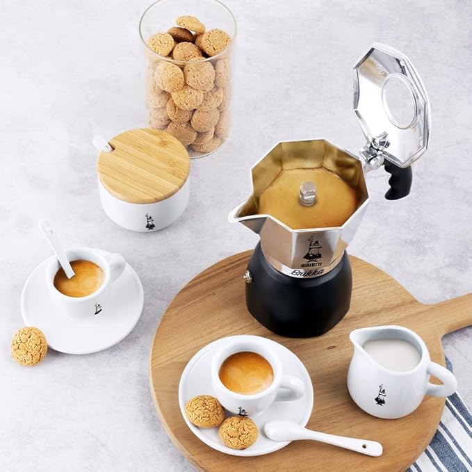 Bialetti - New Brikka, Moka Pot, the Only Stovetop Coffee Maker Capable of Producing a Crema-Rich Espresso, 2 Cups (3,4 Oz), Aluminum and Black