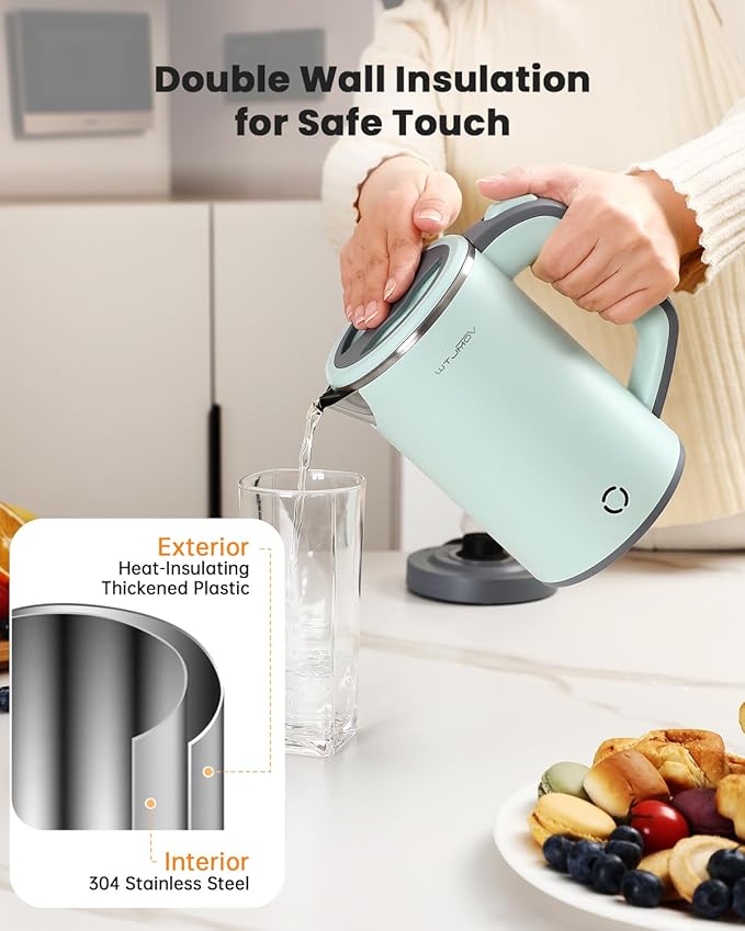 Small Electric Kettle Stainless Steel, 0.8L Portable Tea Kettle Auto Shut-off, Low Power Hot Water Kettle for Camping, Travel, Office and More
