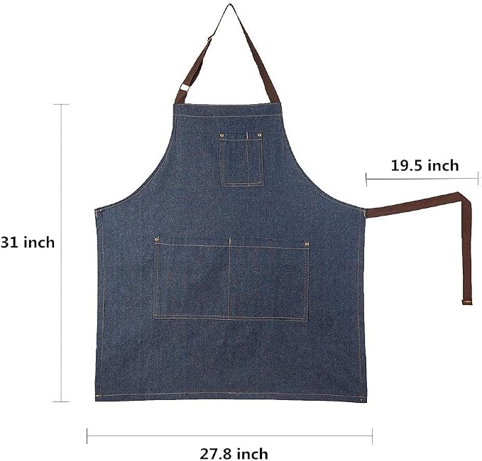 Unisex adjustable multi pocket denim apron for Chef Kitchen BBQ and Studio - Image 4