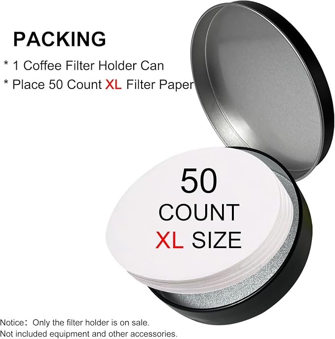 2 Packs Portable Coffee XL Filter Holder, ONLY Fits for AeroPress Filter XL, Replacement for AeroPress Coffee Filter Storage, Exclude Filters, Metal, Tightened Lid, Damp-proof, Φ3.54''*0.79'', Black