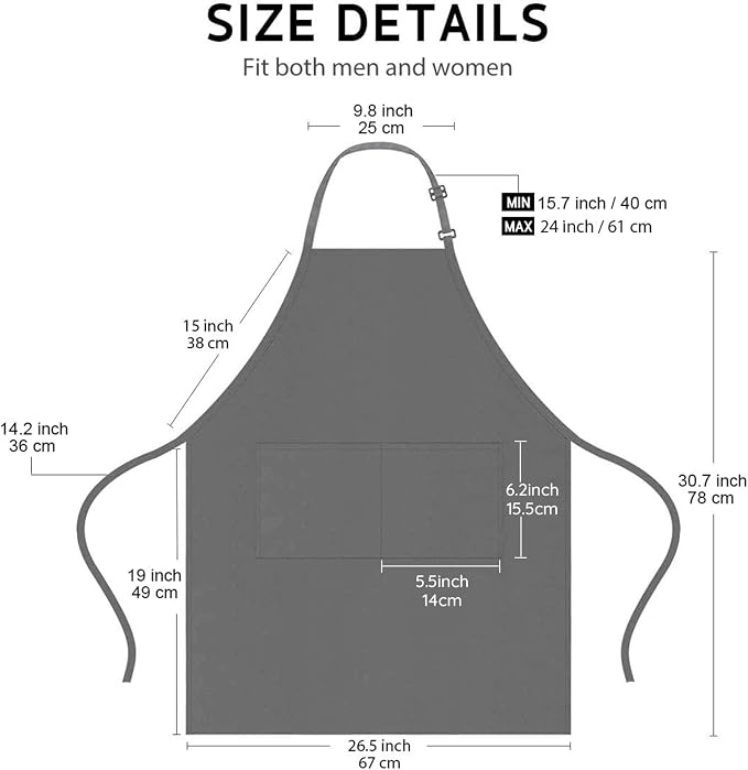 4 Packs Chef Apron, Waterproof Apron, Adjustable Aprons with 2 Pockets for Men Women, Professional Aprons for Kitchen Cooking Gardening Painting Baking Restaurant (Gray) - Image 4