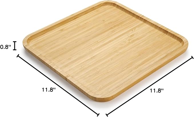 Bamboo Plates, Square Wood Serving Platter, Wooden Serving Tray, Charcuterie Serving Board, Cheese Board (11.8 inch)