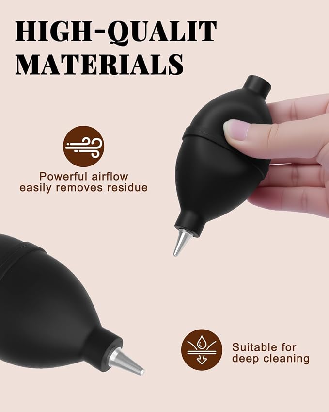 3 Pcs Portafilter Espresso Kit – Ebony Bristle Coffee Brush, Coffee Grinder Brush & Air Blower – Espresso Tool Kit for Machine, Grinder, Countertop - Image 4