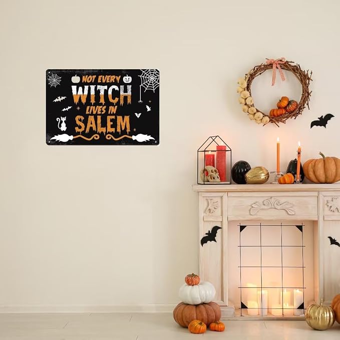 bivrten Halloween Garden Sign Not All Witches Live in Salem - Halloween Theme Holiday Farmhouse Patio Yard Outdoor Party Decor Witch Garden Decor Kitchen Witch Decor Halloween Party Decor 12x8 Inch - Image 6