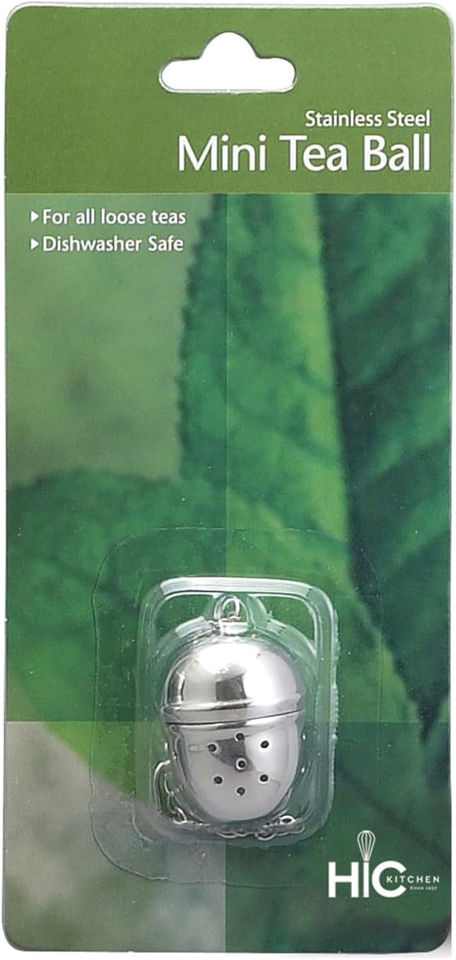 HIC Kitchen Mini Tea Ball Infusers, 18/8 Stainless Steel, Set of 2, For Loose Leaf Tea and Mulling Spices