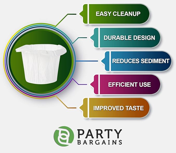 PARTY BARGAINS 600 Classic Disposable Coffee Filter Liners – Compatible with Keurig Brewers & K‑Cup Reusable Pods, Single‑Use Classic Design