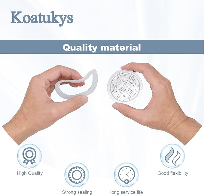 6 Cups Moka Pot Coffee Gasket Replace for Bia-letti Moka Aluminium Stovetop Espresso Coffee Maker Pots, 2 Stainless Filter and 5 Gaskets