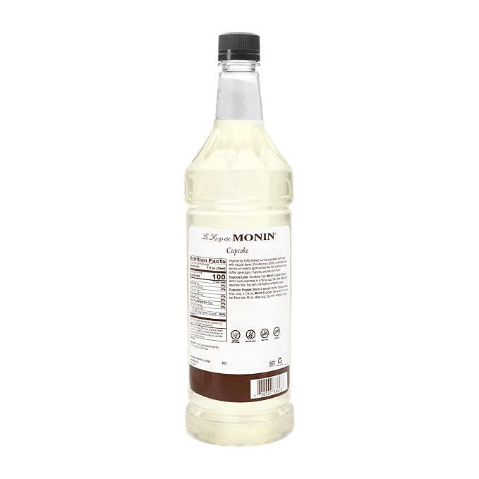 Monin - Cupcake Syrup, Rich Vanilla Cake Flavor, Great for Lattes, Frappes, & Dessert Cocktails, Vegan, Non-GMO, Gluten-Free (1 Liter) - Image 2