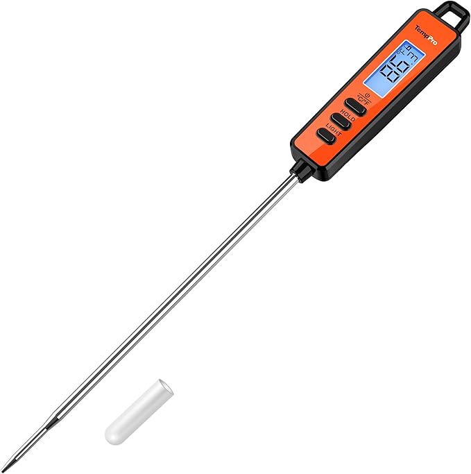 TempPro TP01A Digital Meat Thermometer for Cooking Candle Liquid Deep Frying Oil Candy, Kitchen Food Instant Read Thermometer with Super Long Probe, Backlit, Lock Function (Previously ThermoPro)