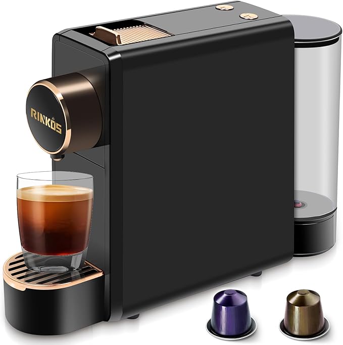 Espresso Machine for Nespresso Compatible Capsule, Single Serve Coffee Maker Programmable for Espresso Pods, Premium Italian 20 Bar High Pressure Pump ，Mini Coffee and Espresso Machine Black