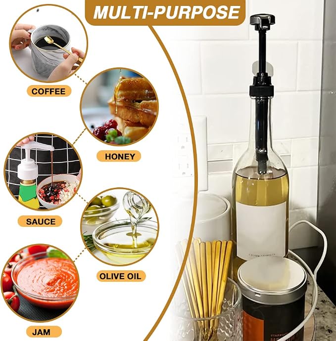10 Packs Black Coffee Syrup Pump Dispenser, Compatible with 25.4 Oz/750ml Bottles, Great for Home & Coffee Bar Drinking Mixes, Tea, Beverage, Cocktails - Image 7