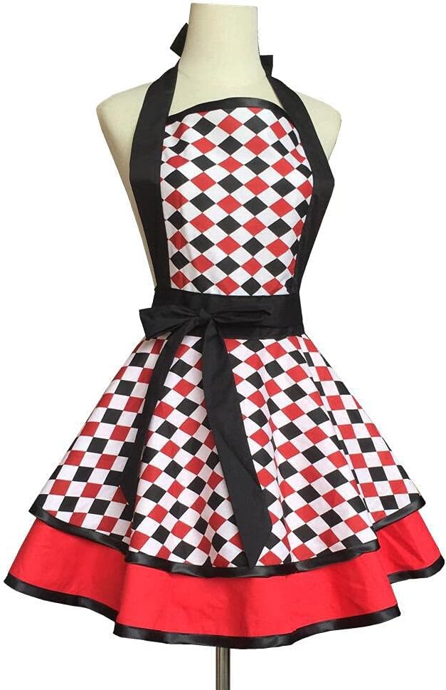 Hyzrz Lovely Handmade Cotton Retro Aprons for Women Girls Cake Kitchen Cook Apron for Mother's Gift (Multicolor) - Image 2