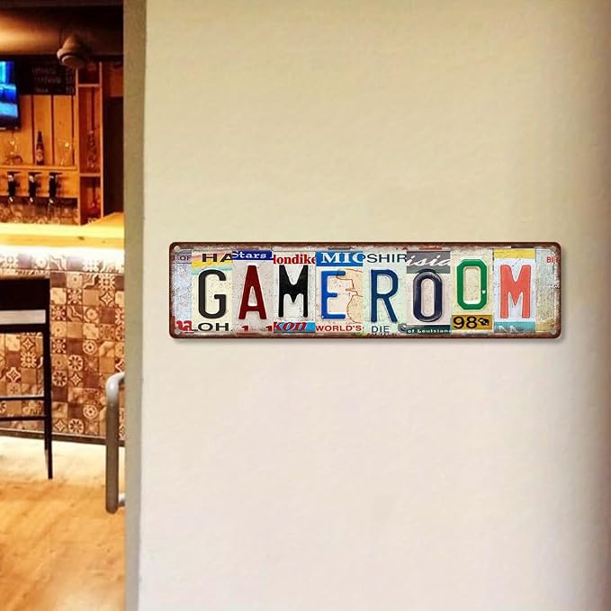 Saraheve Vintage Metal Game Room Decor Sign - 16x4" License Plate Style Wall Art - Easy to Hang Gaming Room Accessories & Decor Gift for Teen Boy Room and Man Cave - Image 7