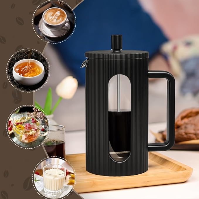 wedrink French Press Coffee Maker 34OZ, Heat Resistant Borosilicate Glass Carafe/Tea Maker Coffee Press Frother Brewer (1000ml)