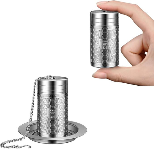 Tea Infuser (Set of 2) with Drip Dray - Ultra Fine Tea Strainer for Loose Leaf Tea - 316 Stainless Steel Tea Steeper (2Pack - Extra Small)