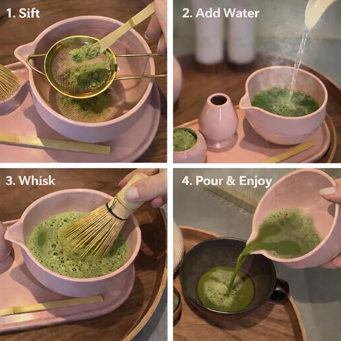 Blush Pink Matcha Set – 7-Piece Ceremonial Matcha Tea Kit with Bowl, Bamboo Whisk & Accessories – Complete Matcha Set for Beginners & Gifts