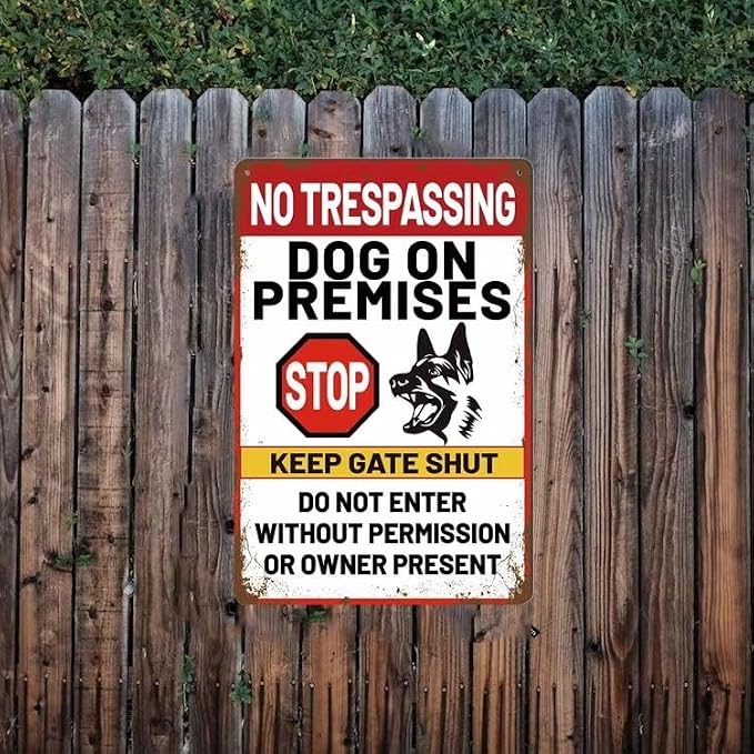 Beware Of Dog Signs For Fence Warning Do Not Enter Metal Signs No Trespassing Dog On Premises Sign For Garden Dogs Warning Signs For Property Stop Keep Gate Closed Sign Door Outdoor Decorations 12x8 Inch - Image 6
