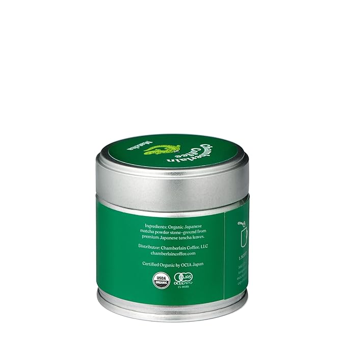 Chamberlain Coffee Ceremonial Matcha Green Tea Powder - First Harvest - Japanese Green Tea + Original Grade Matcha - Hot or Iced - Organic, Vegan & Gluten-Free Matcha Powder - (30g / 1.06 oz)