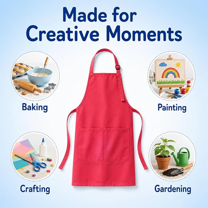 Chef Apron,Cotton Polyester Kitchen Apron with 2Pockets,Adjustable Stain Resistant for Cooking BBQ(1Pcs) - Image 6