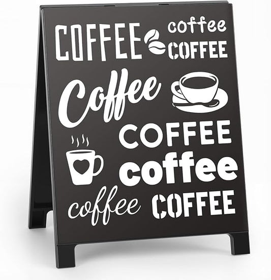 Coffee Bar Accessories Decor: Black Coffee Station Corner Decorations Sign for Kitchen Desk Tabletop Shelf