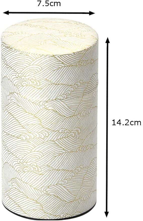 Yamako Pokkan a Japanese Tea Tin Canister, Air Tight, Double Lid, 200g Tea Capacity (Wave - Japanese Traditional Wave Pattern, L - 200g)