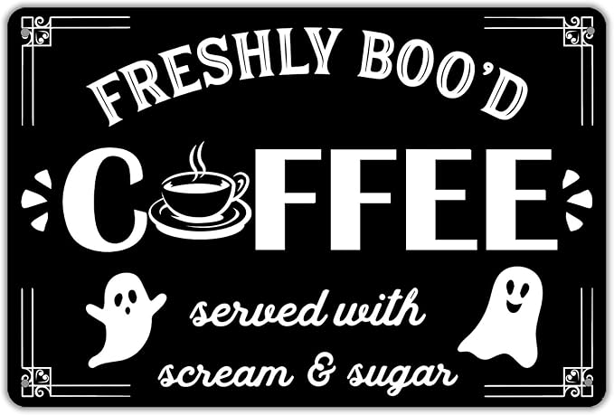 Boo'd Coffee Halloween Signs - Funny Bar Home Kitchen Shop Wall Decor 8x12 Inch by Unknown