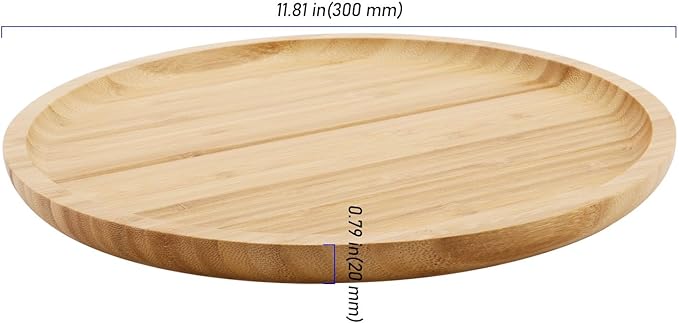 3 PCS 12 Inch Round Bamboo Tray, Bamboo Serving Platter Round Wood Plate, Unfinished Wood Tray for Pizza, Cheese, Fruit, Breakfast
