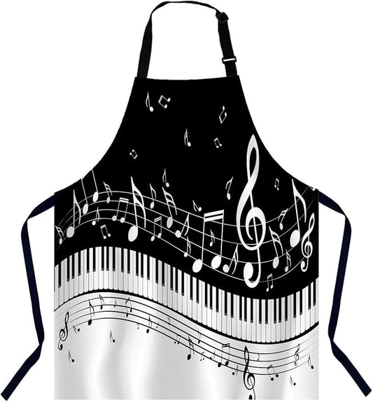 Music Note Apron Adjustable Neck Bib Apron for Men Women,Suitable for Kitchen Cooking Waitress Chef Apron by Unknown