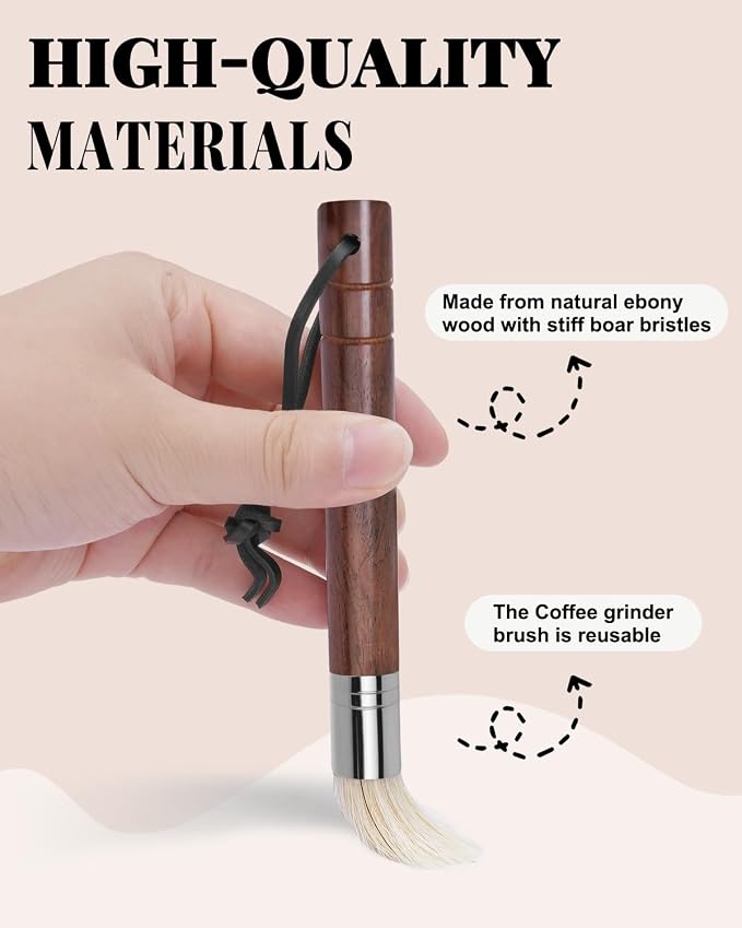 3 Pcs Portafilter Espresso Kit – Ebony Bristle Coffee Brush, Coffee Grinder Brush & Air Blower – Espresso Tool Kit for Machine, Grinder, Countertop - Image 3