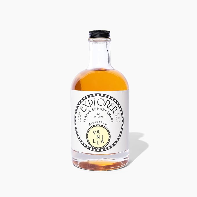 Explorer Vanilla Coffee Syrup Flavor, All Natural Gluten Free Flavoring for Drinks, Lattes, Cocktails & Shakes, 12.7 fl oz by ExplorerColdBrew