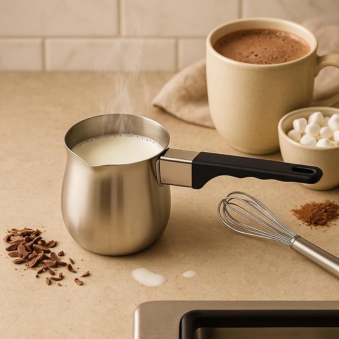 Fino Turkish Warmer Coffee Pot, Professional Quality 18/8 Stainless Steel, 6-Ounce Capacity, For Turkish Coffee, Hot Chocolate, Sauces, Everyday Meals, And Holiday Entertaining