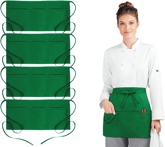 Avalon Kitchen Server Aprons with 3 Pockets ?€? 100% Polyester Waist Apron, 24x12 Inch Half Apron, Waitress Apron for Servers by Avalon+Kitchen
